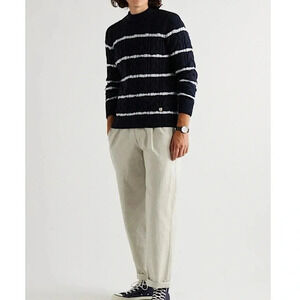 Armor Lux NWT Wool Fisherman Sweater Striped Navy